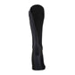 A single black athletic compression sleeve or leg sleeve shown from the side against a plain white background.