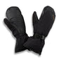 A pair of black insulated winter gloves with a wrist strap and buckle, shown on a white background. One glove is turned to show the back with stitched paneling, and the other shows the front with a vertical gold 'THERM-IC' logo.