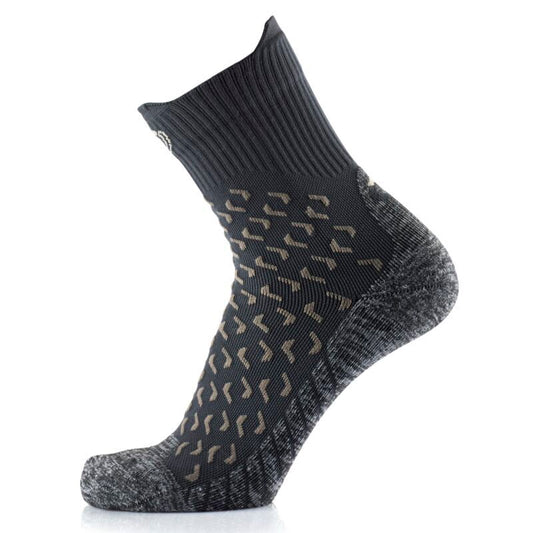 Black sock with pattern on a white background